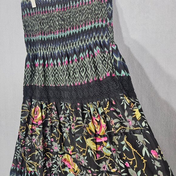 Smocked Strapless Tiered Maxi Dress Whimseygoth Dress Cotton with Lace Trim Sz M - Picture 6 of 6